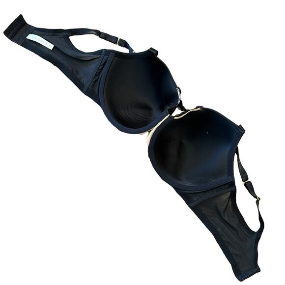 Cacique Lightly Lined Balconette Strappy Bra Black Tan Size 44DDD - Picture 2 of 9